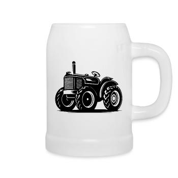 Tracteur - Chope en céramique - blanc - Droite