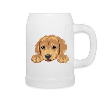 Niedlicher Golden Retriever Welpenkopf - Bierkrug - Weiß - Rechts