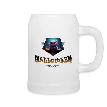 Halloween 2023 Monstre rose - Chope en céramique - blanc - Droite