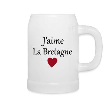 J'aime la Bretagne - Chope en céramique - blanc - Droite