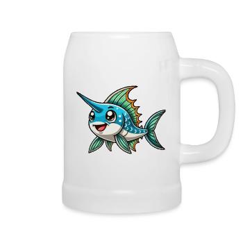 Schwertfisch Kind - Bierkrug - Weiß - Rechts