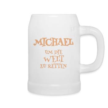 Michael as a helper - Beer Mug - white - Right