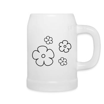 Blumen - Bierkrug - Weiß - Rechts