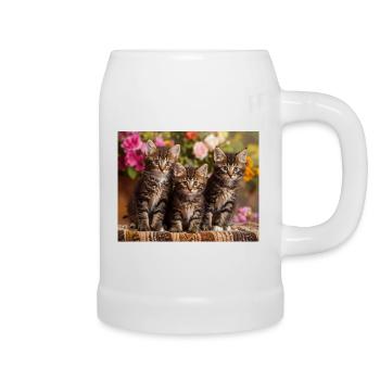 Aimée trio de chatons tachetés en fleurs - Chope en céramique - blanc - Droite