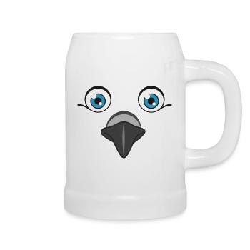 Funny Dove Animal Face Lazy Halloween Costume - Beer Mug - white - Right