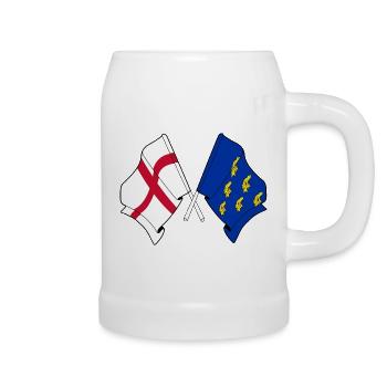 Drapeaux croisés West Sussex & Angleterre - Chope en céramique - blanc - Droite