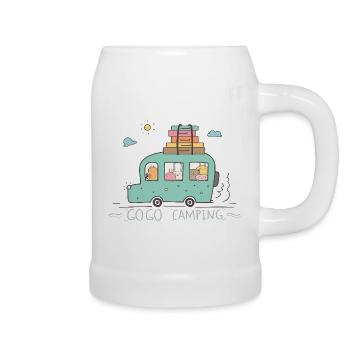 Family camping holiday - Beer Mug - white - Right