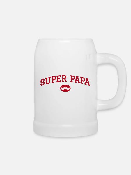 Super Papa Schnurrbart - Bierkrug - Weiß