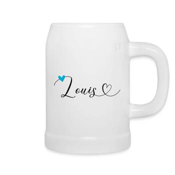 Louis Nom Prénom Calligraphie Coeur - Chope en céramique - blanc - Droite