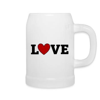 Crimson Heart with Navy Outline - Beer Mug - white - Right