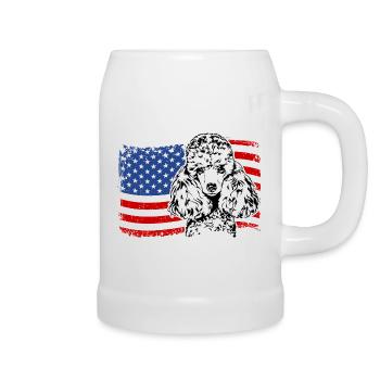 Zwergpudel Amerika Fahne Hunde Wilsigns - Bierkrug - Weiß - Rechts
