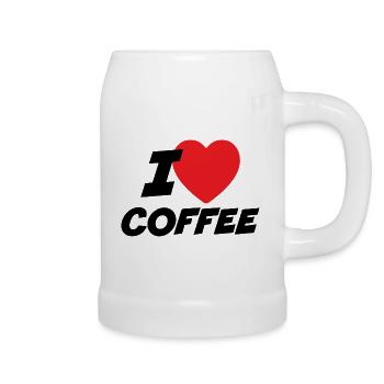 Ich liebe Kaffee - Bierkrug - Weiß - Rechts