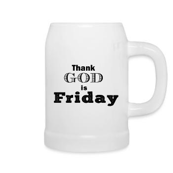 Thank God is Friday T-shirt Hoodie pullover - Beer Mug - white - Right