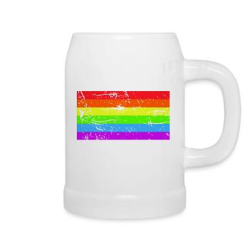 Rainbow flag Grunge - Beer Mug - white - Right