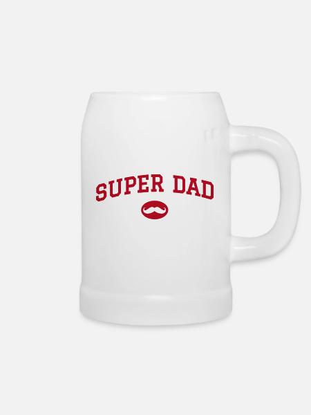 Super Papa Schnurrbart - Bierkrug - Weiß