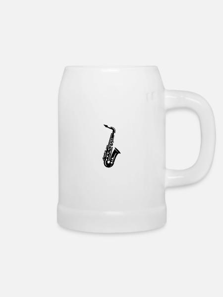 Saxophon - Bierkrug - Weiß