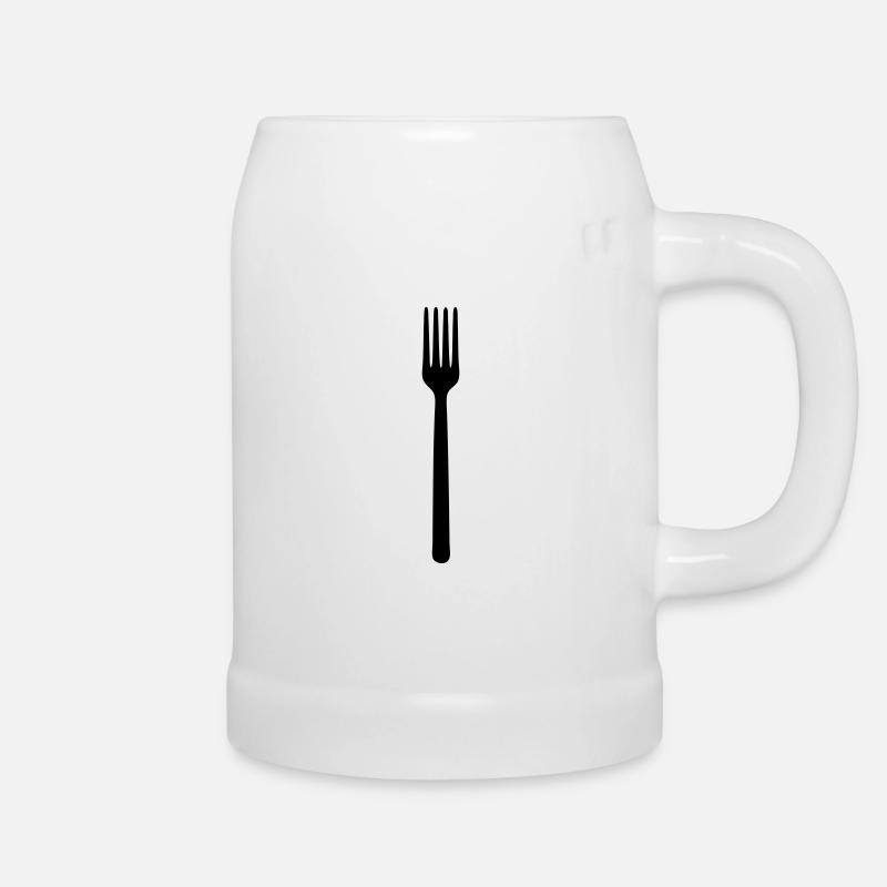 fork hungry - Beer Mug - white