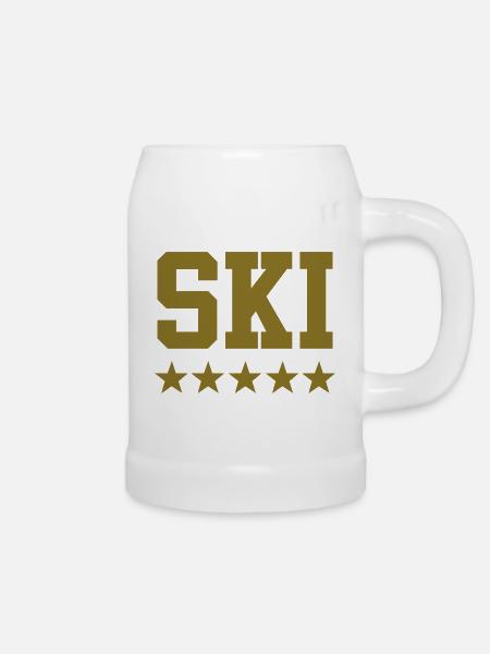 ski - Bierkrug - Weiß