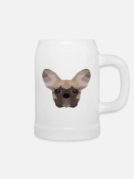 French Bulldog Low Poly - Bierkrug - Weiß