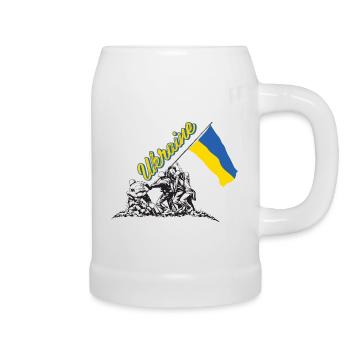ukrainische flagge hissen - Bierkrug - Weiß - Rechts