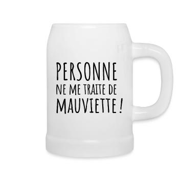Personne ne me traite de mauviette - Chope en céramique - blanc - Droite