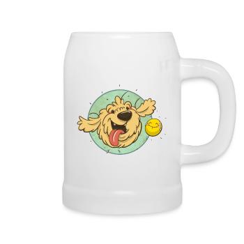 cockapoo Thor mit Tennisball - Bierkrug - Weiß - Rechts