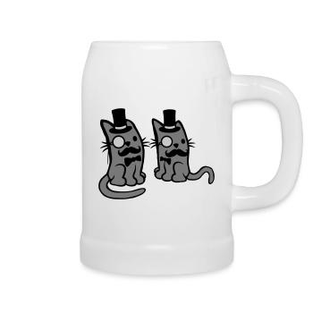 Herren 2 Katzen Freunde - Bierkrug - Weiß - Rechts