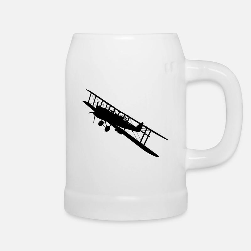 Doppeldecker Flugzeug von 1915 - Bierkrug - Weiß