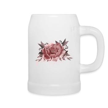 Flowers Pfingstrose Rosa - Bierkrug - Weiß - Rechts