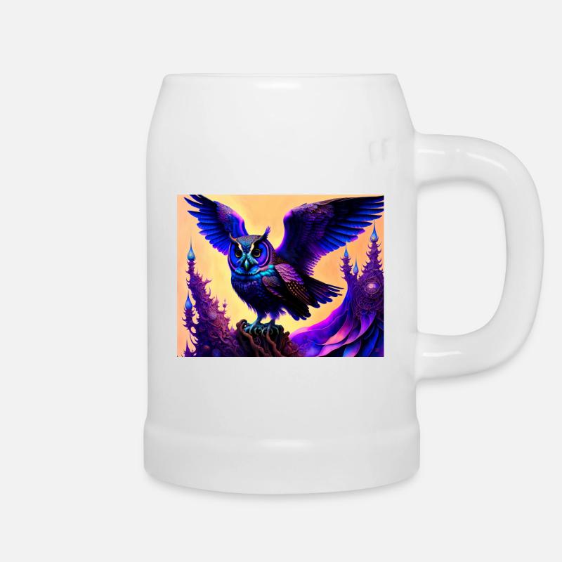 Eule - Bierkrug - Weiß