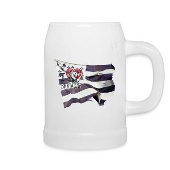Flagge ich liebe Bretagne Hermelin Stamm roiD - Bierkrug - Weiß - Rechts