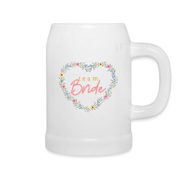L’équipe de la mariée ! Coeur de fleur, personnalisable - Chope en céramique - blanc - Droite