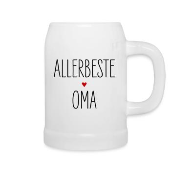 Allerbeste Oma, Beste Großmutter Herz, Geburtstag - Bierkrug - Weiß - Rechts