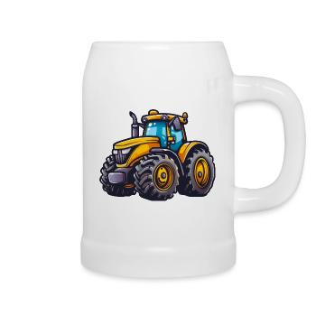 Niedlicher Traktor - Bierkrug - Weiß - Rechts
