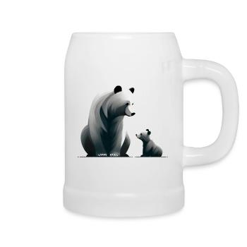 Kleine Bärenfamilie - Bierkrug - Weiß - Rechts