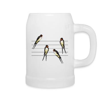 Oiseaux - Chope en céramique - blanc - Droite
