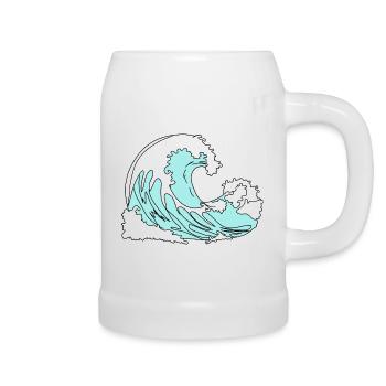 Vague Style Bande Dessinée Rétro - Chope en céramique - blanc - Droite
