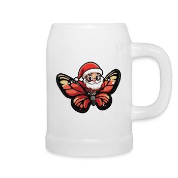 Papillon Père Noël Dessin animé - Chope en céramique - blanc - Droite