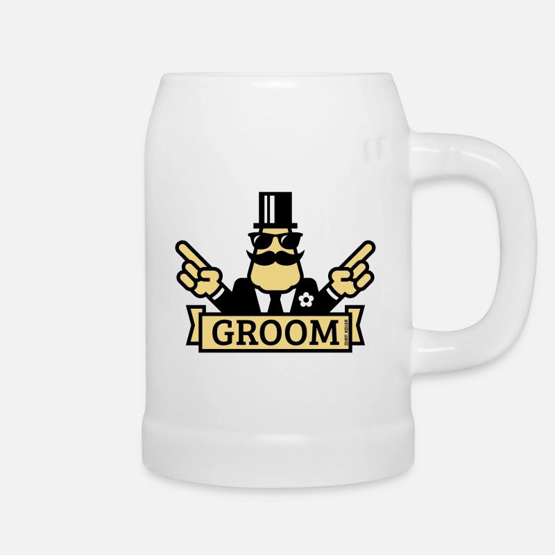 Pointing Groom (polterabend/polterabend/2C) - Ølkrus - hvid