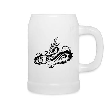 Tribal Drache in Herzform Motiv - Bierkrug - Weiß - Rechts