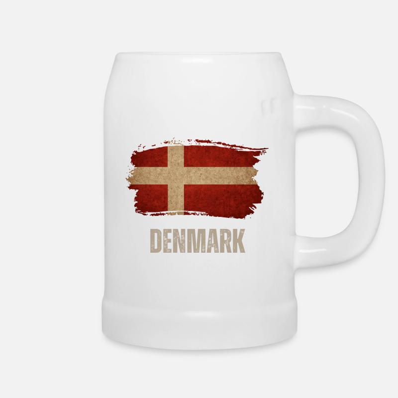 Vintage Dänemark, Dänemark Flagge - Bierkrug - Weiß