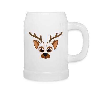 Visage de cerf mignon en meilleure chemise marron - Chope en céramique - blanc - Droite