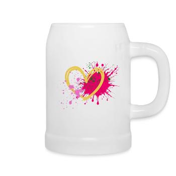 Farbherz Splatterkunst - Bierkrug - Weiß - Rechts