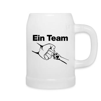 Ein Team – Mensch & Samtpfote, Katzenliebe, Katze - Bierkrug - Weiß - Rechts