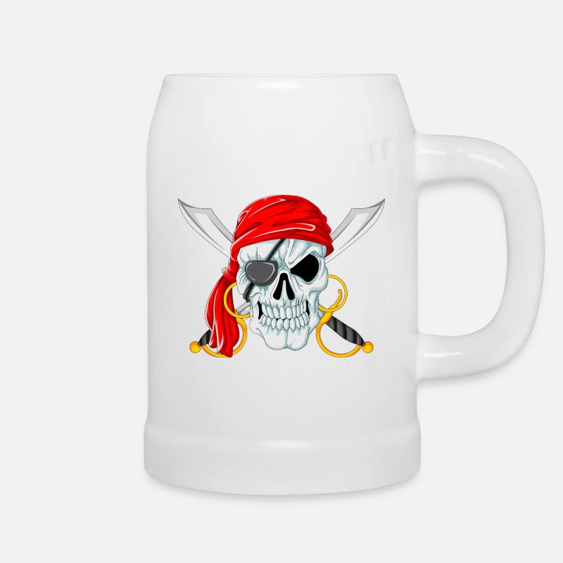 Crâne de pirate avec épées, Jolly Roger Design - Chope en céramique - blanc