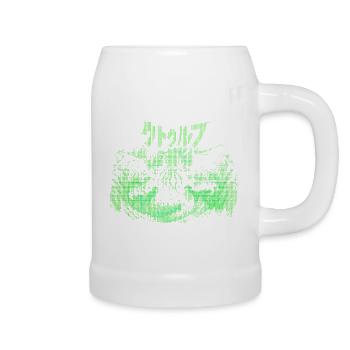 Cthulhu Pixel CRT Neon Green - Beer Mug - white - Right