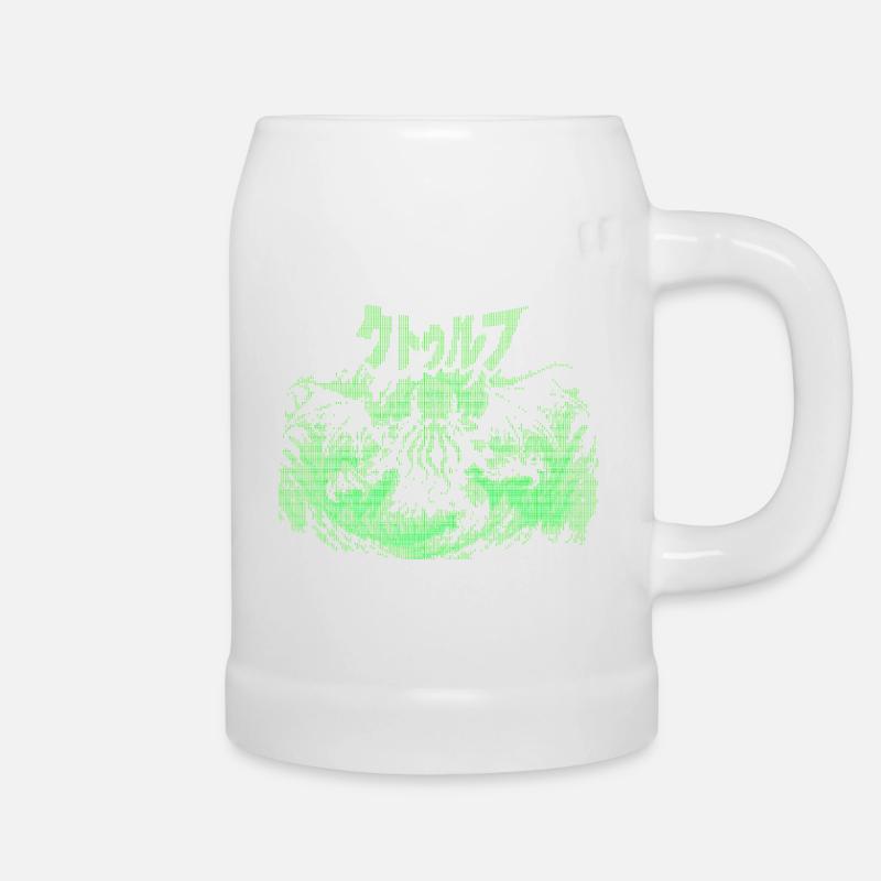 Cthulhu Pixel CRT Néon Vert - Chope en céramique - blanc