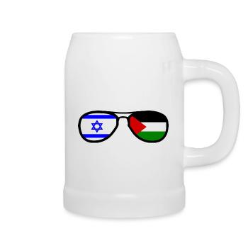 Free Palestine Israel peace - Beer Mug - white - Right