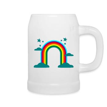 Regenbogen Wolken Sterne bunt Geschenk - Bierkrug - Weiß - Rechts