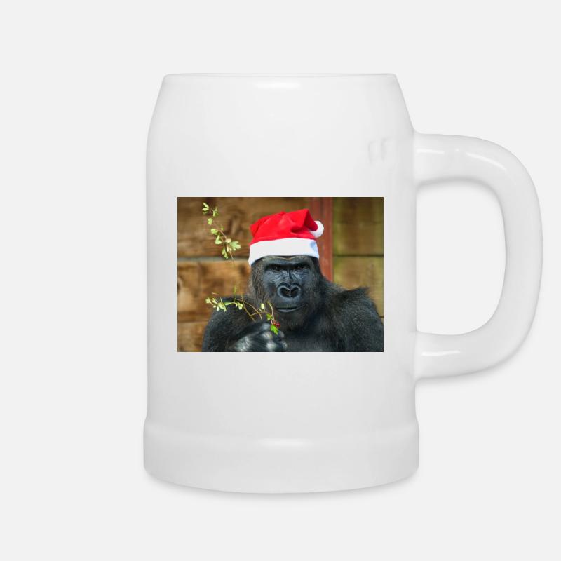 Gorilla Shenanigans Weihnachtsstil - Bierkrug - Weiß